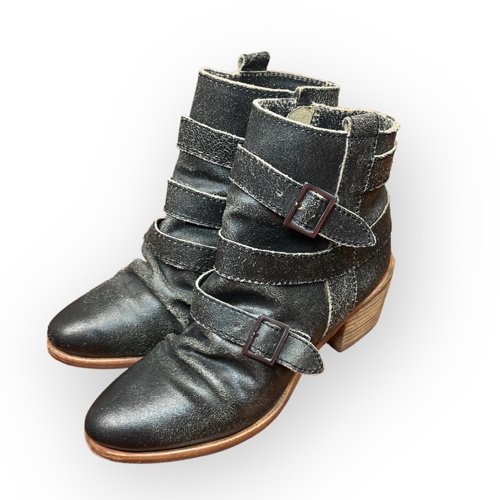 KDB Kelsi‎ Dagger Brooklyn Moto Ankle Boot Brown Distressed Size 8